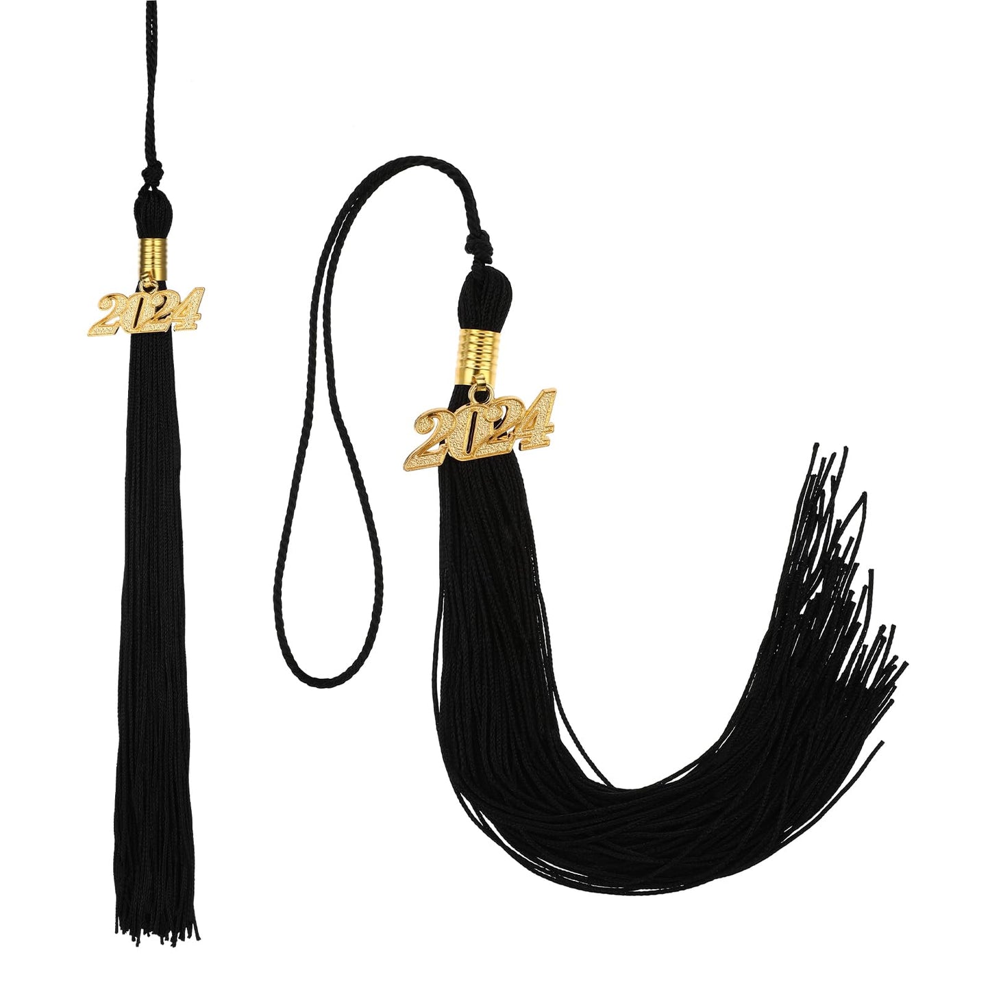 Tyqour 2pcs 2024 Graduation Tassel, Academic Graduation Cap Tassel, Tassel for Graduation Cap Class of 2024 Tassel Charm Graduation Party Decorations 2024 Grad Cap Decorations Graduate Gifts(Black)