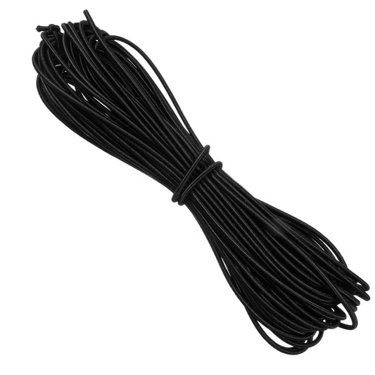 2PCS Black Elastic Cord 1/8“(3mm) X 11.5 Yards Polyester Heavy Stretch Round String Bungee Shock Rope Thread for Kayak Strap Tarp Tie down Canopy Boating Camping Tent Crafting Patio