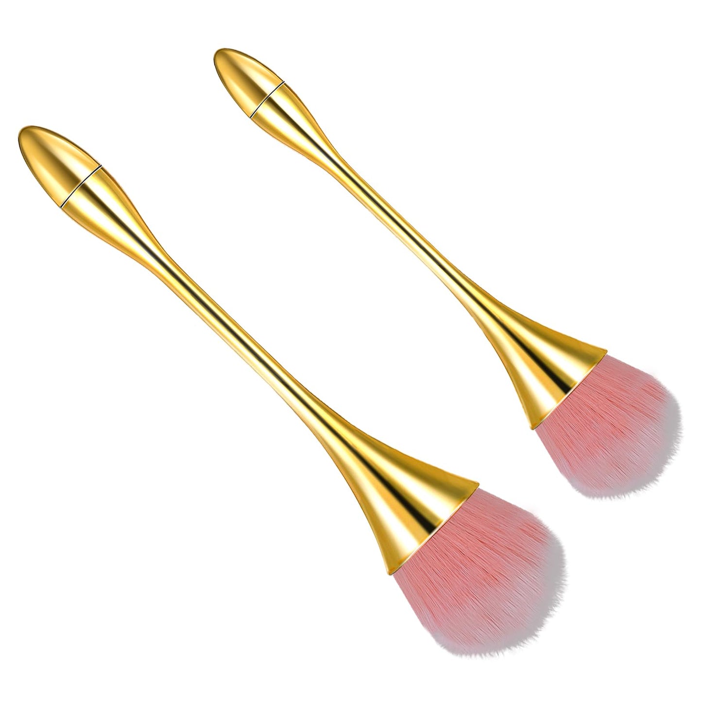 2 Count Fluffy Makeup Brush Soft Powder Brush for Loose Powder Large Mineral Powder Brushes Gold Blush Brushes for Makeup Cheeks for Blending Buffing Liquid Powder Foundation Cream Concealer