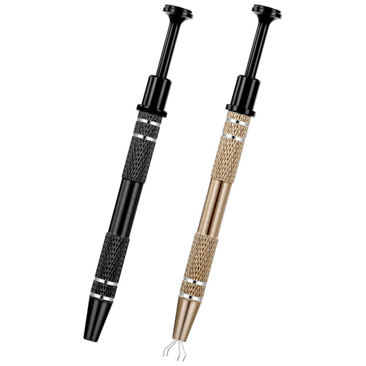 2 Pack Piercing Ball Grabber Tool, Mabor Stainless Steel Jeweler's Pick Up Tool with 4 Prongs Holder Diamond Claw Tweezers for Tiny Objects IC Chip Electronic Components