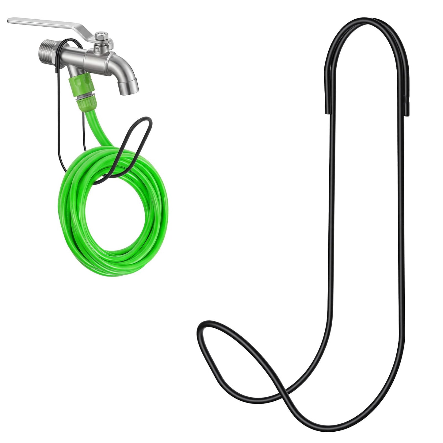 Chsoejuf 1PCS Rustproof Metal Solid Garden Hose Holder Hook Matt Black