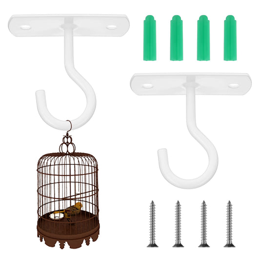 Teaaha 2 PCS 2.5" Ceiling Hooks for Hanging Plants, Plant Bracket Hook for Hanging Plants Wall Hanging Wind Chimes Lanterns,Bird Feeder,Flower Basket,Home Decor Indoor & Outdoor(White)