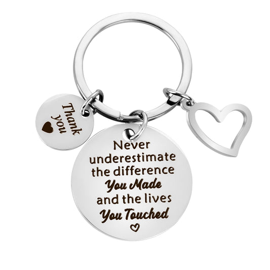 Tyqour Teacher Appreciation Gifts for Women, Teacher Keychain, Best Teacher Birthday Gifts End of Year Teacher Gift(Silver)