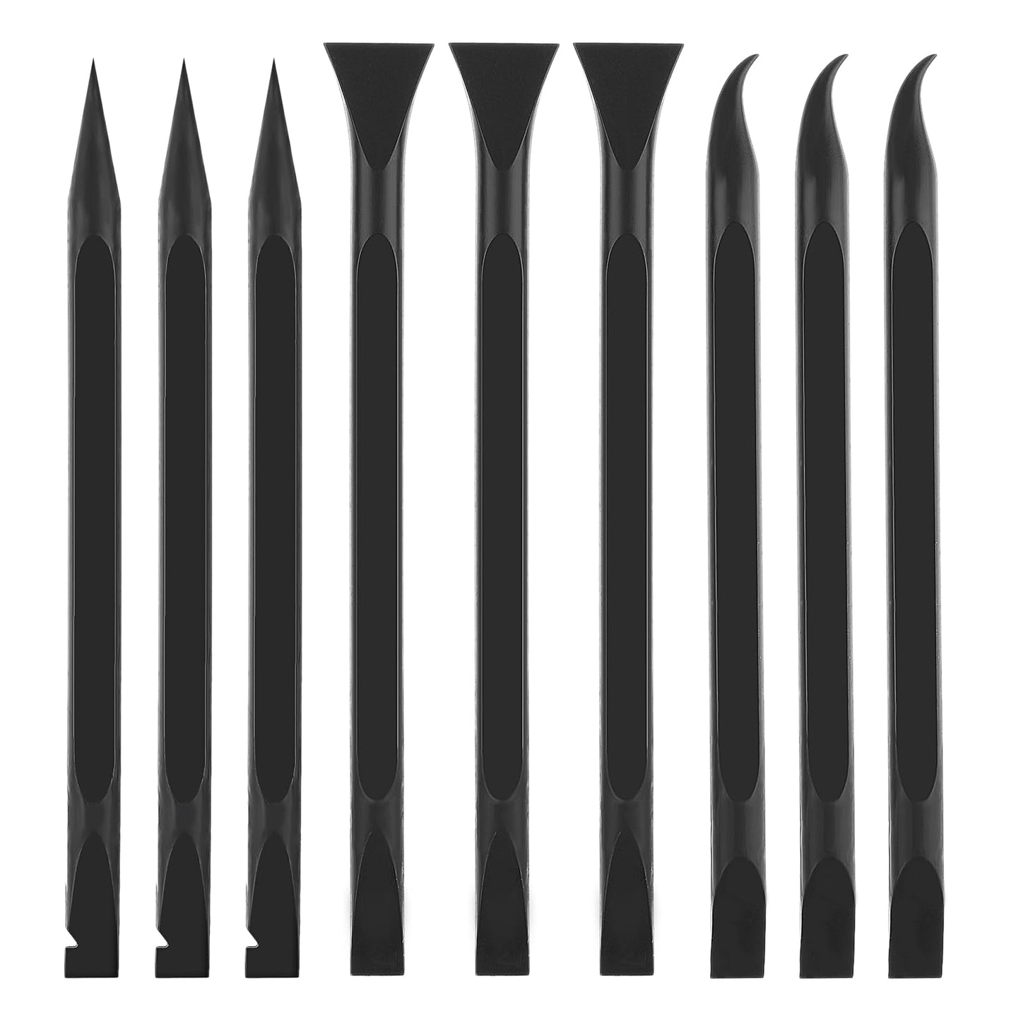 9 Pcs Plastic Scraper Tool Multi-Purpose Scraper for Tight Spaces Black Non-Scratch Kitchen Scraper Carbon Fiber Plastic Scraper Pen-Shaped Scraper Tool for Remove Stickers Labels Stains Food Dirt