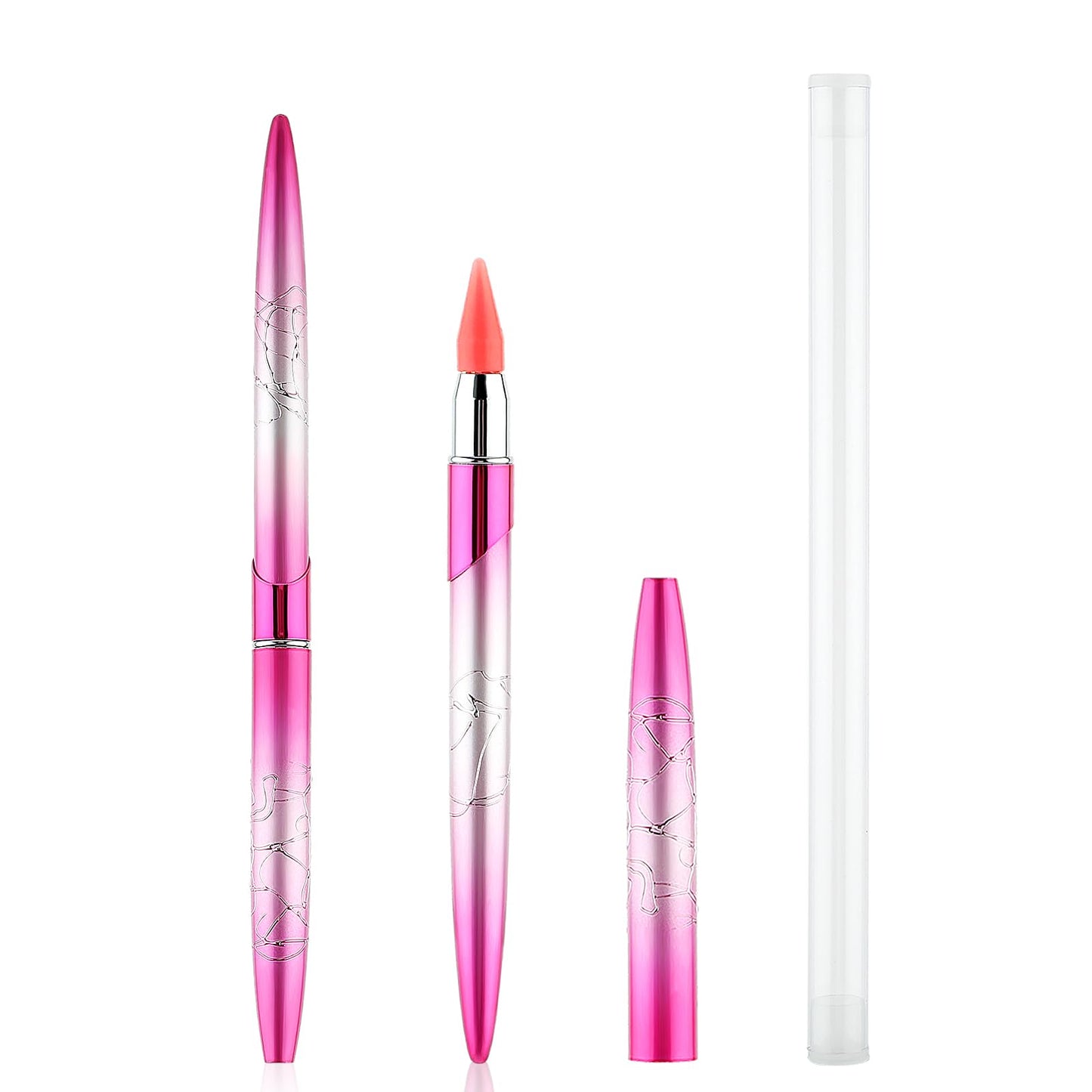 Ouligay 2pcs Wax Pencil for Rhinestones, Rhinestone Picker Dotting Pen, Gem Picker Tool, Wax Pen for Rhinestones Craf, Nail Pens for Nail Art DIY Decoration Tool with Storage Case