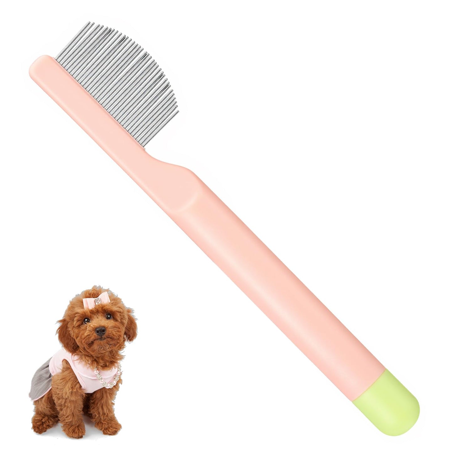 Sorcristy Eye Comb for Small Dogs, Stainless Steel Dog Eye Comb for Dogs & Cats, Round-Tip Arc Teeth Brush for Pet Facial & Paw Grooming