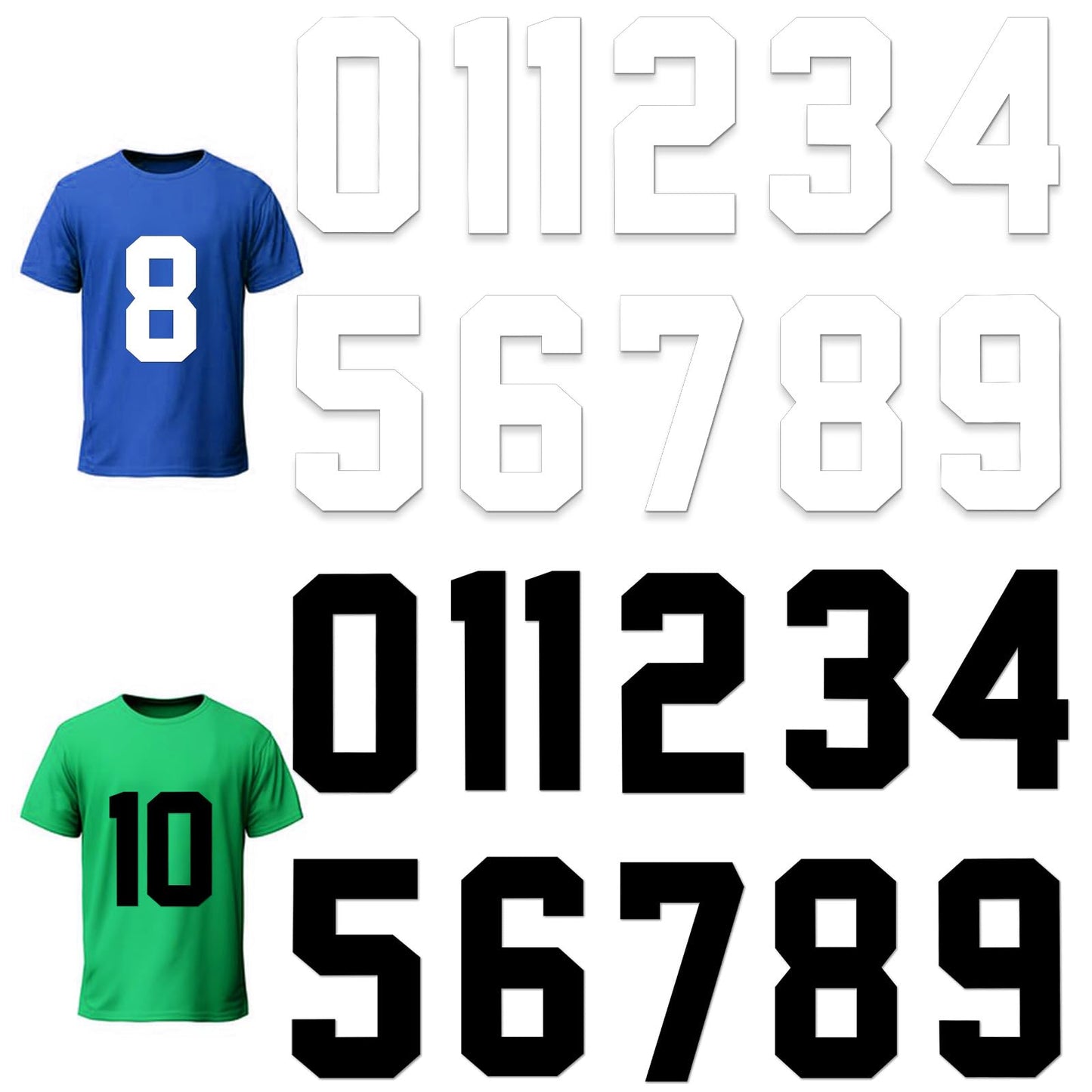 22 pcs Iron On Numbers T Shirt Jersey Numbers Heat Transfer Number 0 to 9 Safe Heat Transfer White Number Stickers Transfers Patches for Team Uniform Sports Basketball Baseball Football Shirts Black