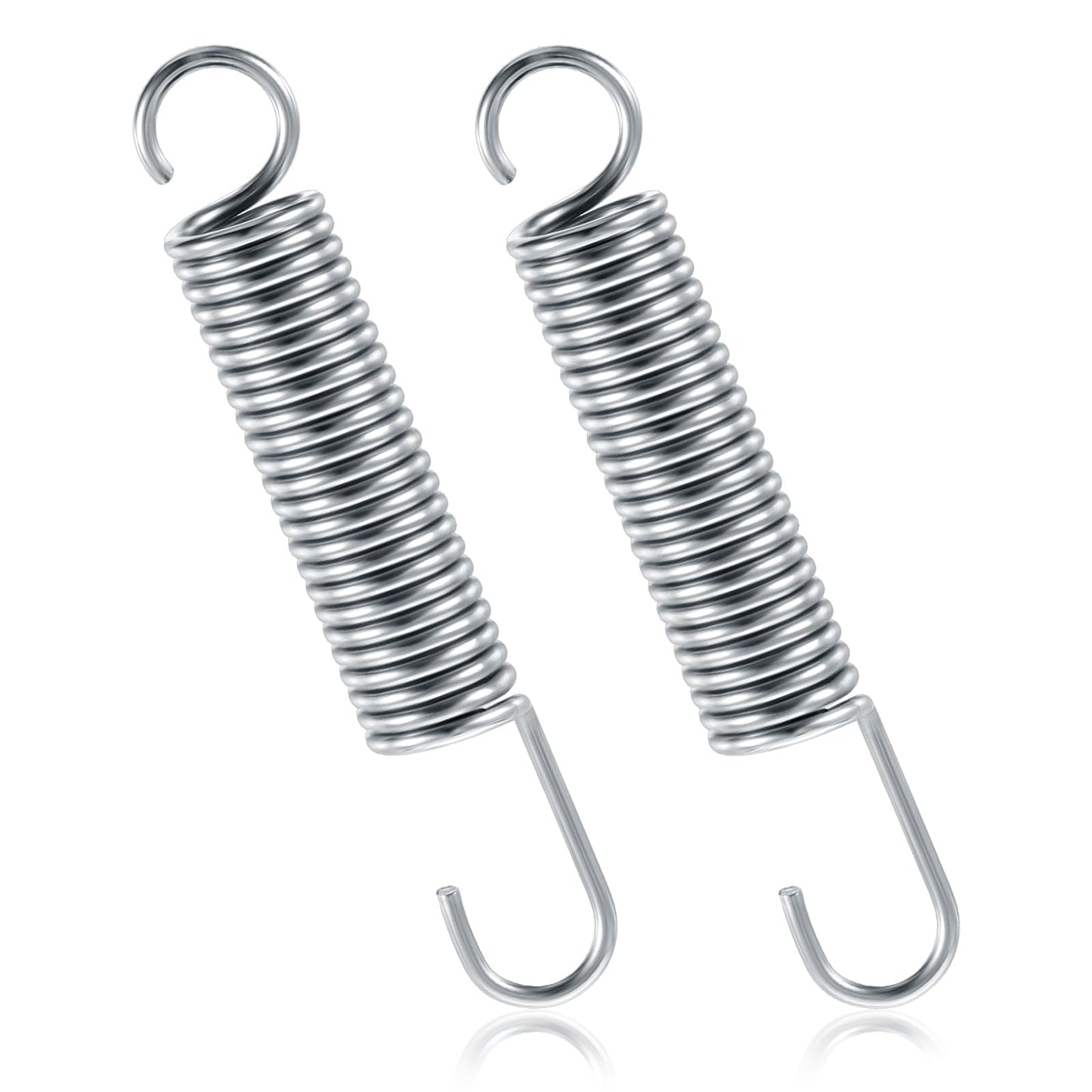 Mabor Pack of 2 tension springs with hooks for deck chair replacement, 304 stainless steel tension spring, 90 mm, furniture tension spring, long neck hook for awning outer diameter 14 mm (double head)