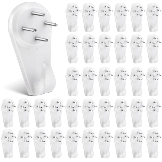Teaaha 50 PCS Picture Hanging Kit, Invisible Stucco Hooks for Plasterboard Walls, Drywall, Concrete Wall, ABS Material, White Color, No Drilling