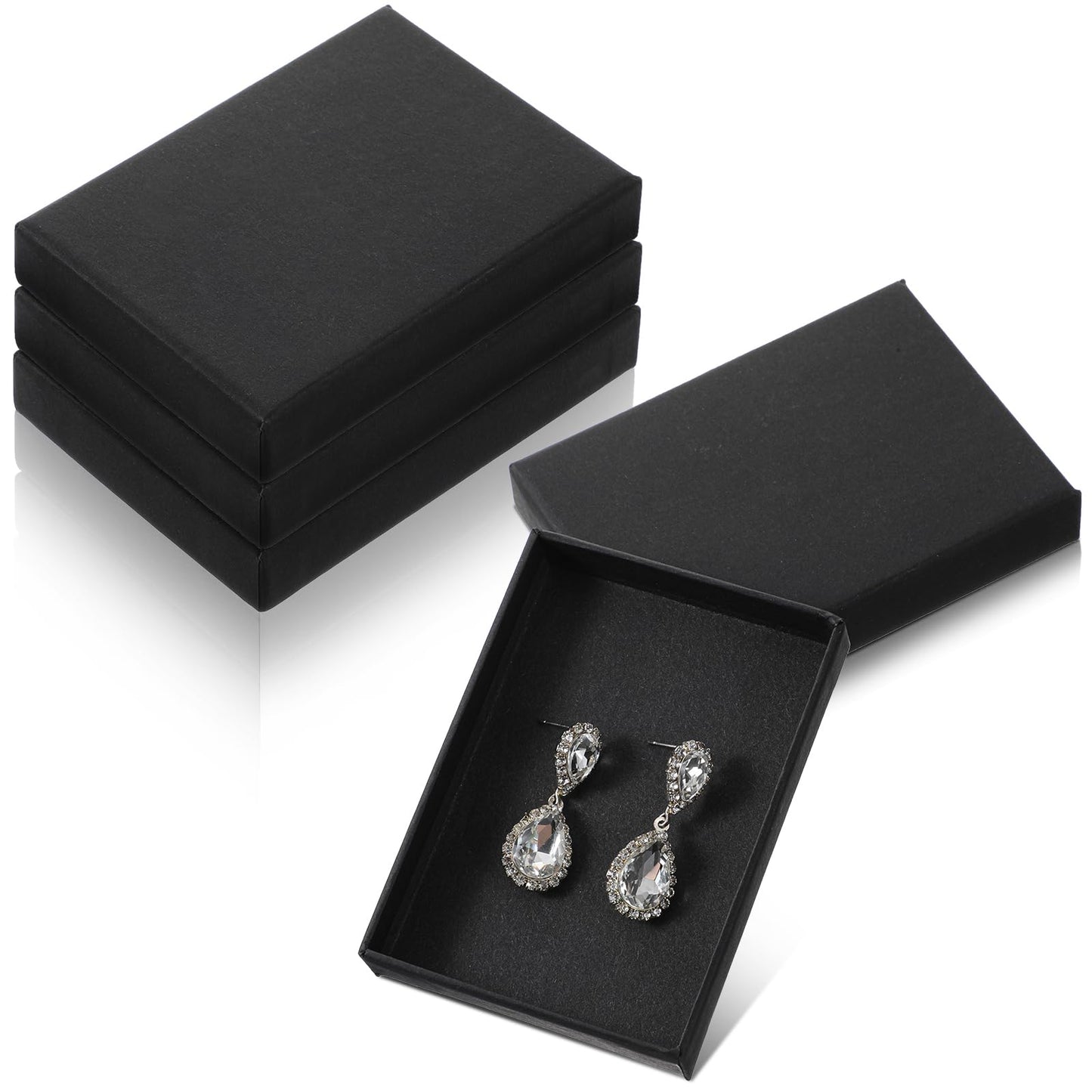 Ymapinc 4 Pack Small Jewelry Gift Boxes with Lids, Black Cardboard Necklace Bracelet Gift Boxes for Wedding Rings Earrings Storing Valentine's Day Thanksgiving Christmas