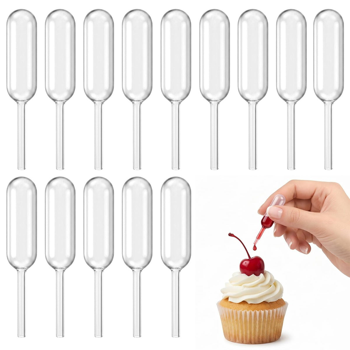 Chsoejuf 150PCS 4ml Mini Cupcake Pipettes Clear Plastic Jam Dropper Pippets