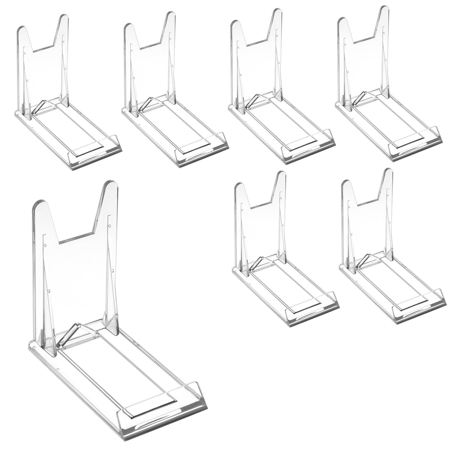 Nogeqi Pack of 6 Plate Stands, Acrylic, Plastic Plate Holder, Adjustable Stand, Card Stand, Transparent Acrylic Stand for Books, Electronic Products, Photo Displays, Book Stands