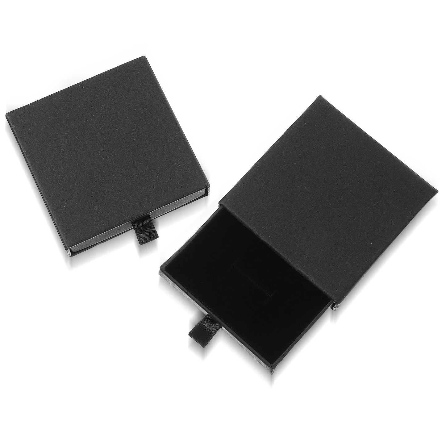 Xinjoduz 2PCS Cardboard Jewelry Boxes for Bracelets Drawer Type Jewelry Gift Boxes Cardboard Earring Gift Box for Necklace Ring Earring Bracelet Display(3.15×3.15×0.67 Inches, Black)