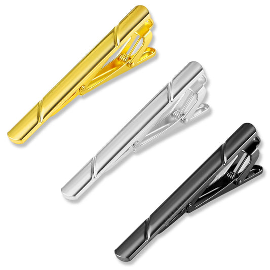 3 PCS Tie Clips Tie Bars for Men Gold Tie Clip Tie Bar Clasp Clip Minimalist Necktie Clamp Pins Best Gift Suitable for Wedding Anniversary Business And Daily Life(Gold Silver Black)