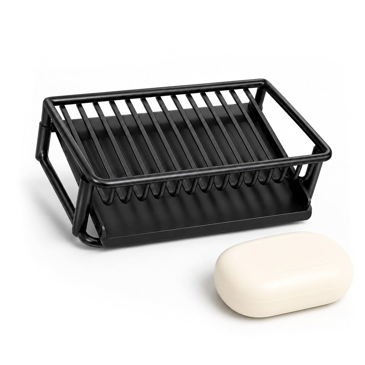 Chsoejuf Self Draining Soap Dish, Black Bar Soap Holder for Shower