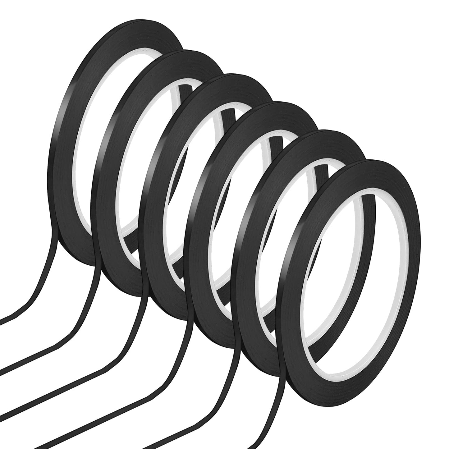 6 Rolls Whiteboard Tape Grid Marking Tape, Black Pinstripe Tape Graphics Tape Dry Erase Tape Whiteboard Gridding Tape Chart Tape for Office Grid Marking School Art Warning Line(3 mm)