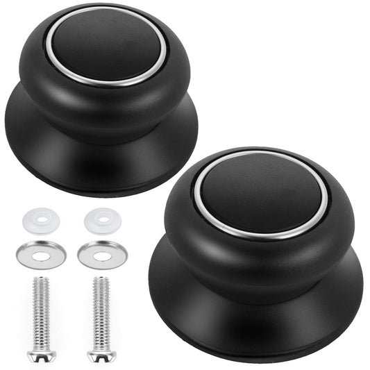 Teaaha 2 PCS Pot Lid Knob, Universal Top Replacement Knobs, Kitchen Cookware Holding Handles Heat Resistant Easy Grip, For Pots Pans Casserole Kettle Cover Glass Saucepan-Black