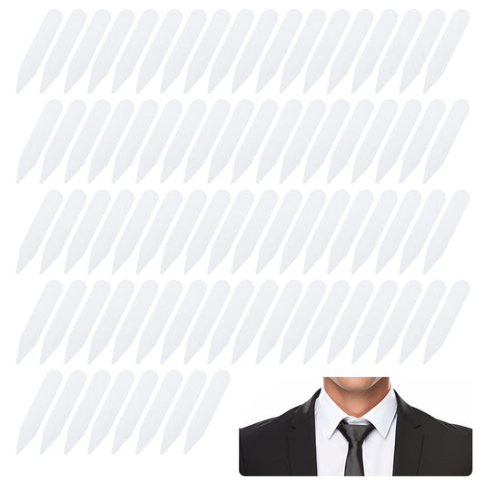 100Pcs 2"Collar Stays For Men's Dress Shirts, Plastic Collar Stays Dress Shirt Collar Inserts Tabs Shirt Collar Stays For Men Waterproof Invisible Shirt Collar Inserts (White)
