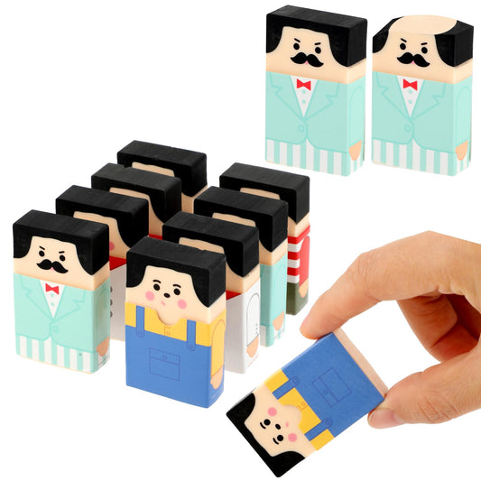 Ymapinc Bald Uncle Erasers, 8pcs Rubber Novelty Erasers, Cute Salaryman Erasers, Puzzle Erasers for Kids, Classroom Prizes, Home School Supplies