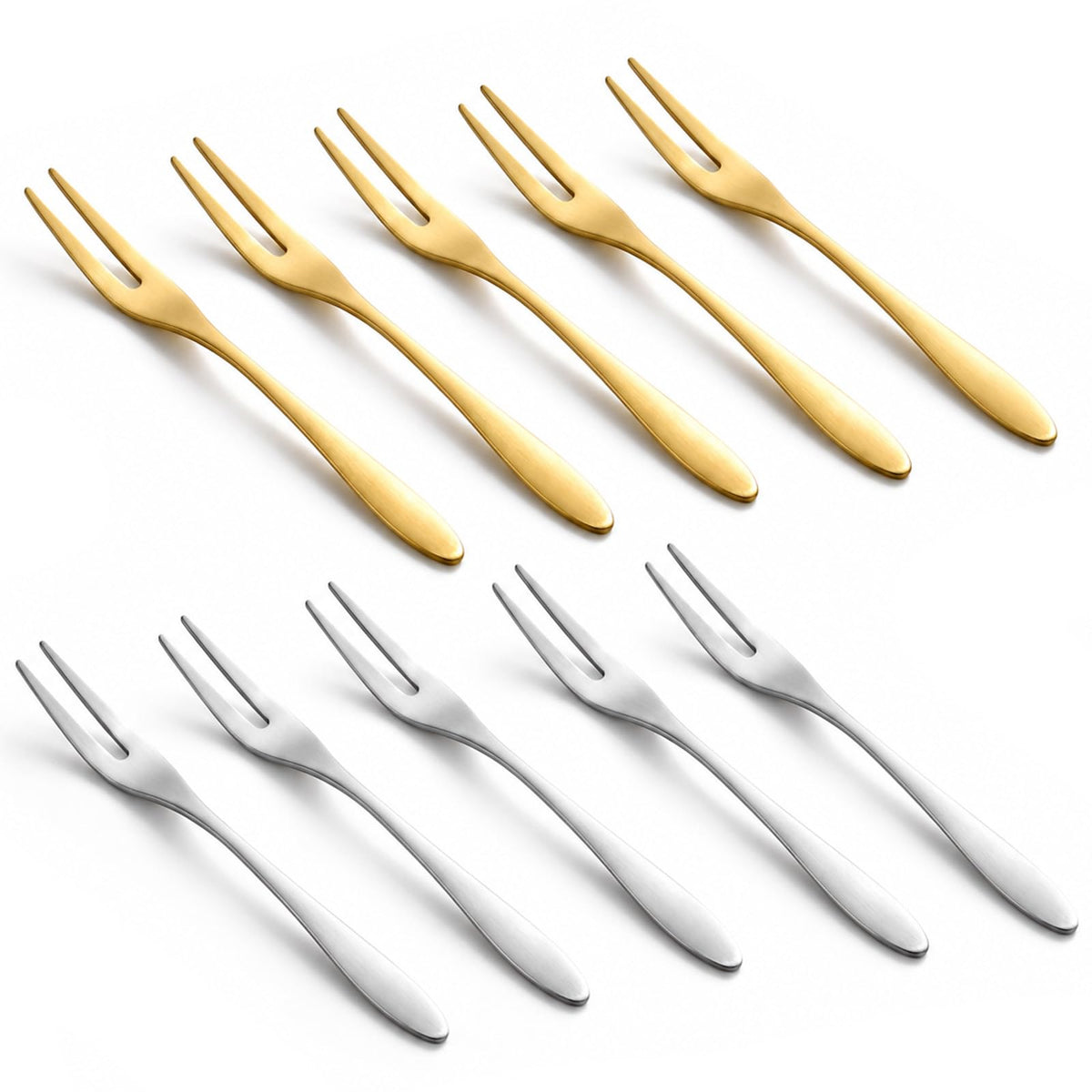 Chsoejuf 10PCS Dessert Forks, Stainless Steel Forks for Cocktail Appetizer