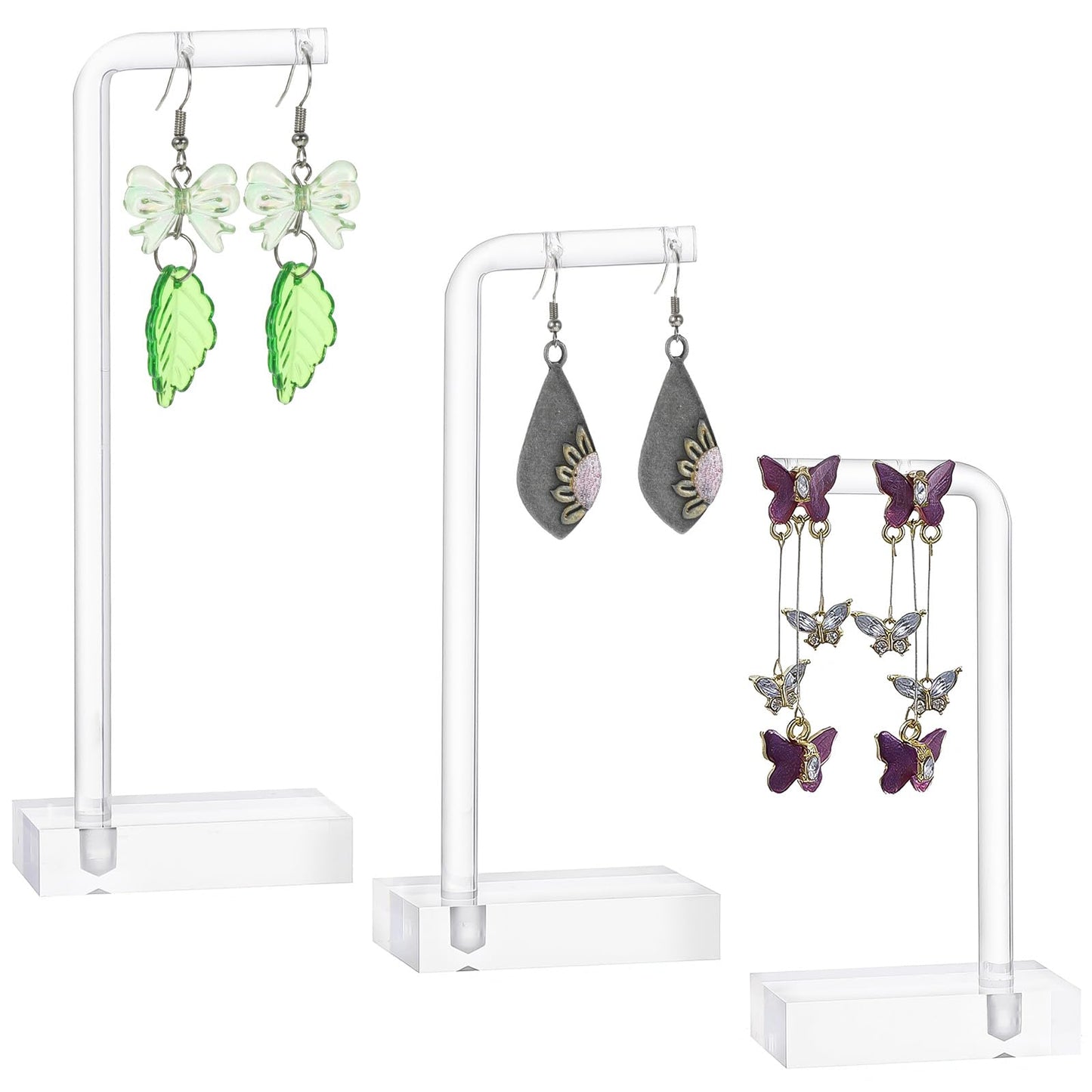 Chsoejuf 3PCS L Clear Acrylic Earring Holder Organizer Jewelry Storage