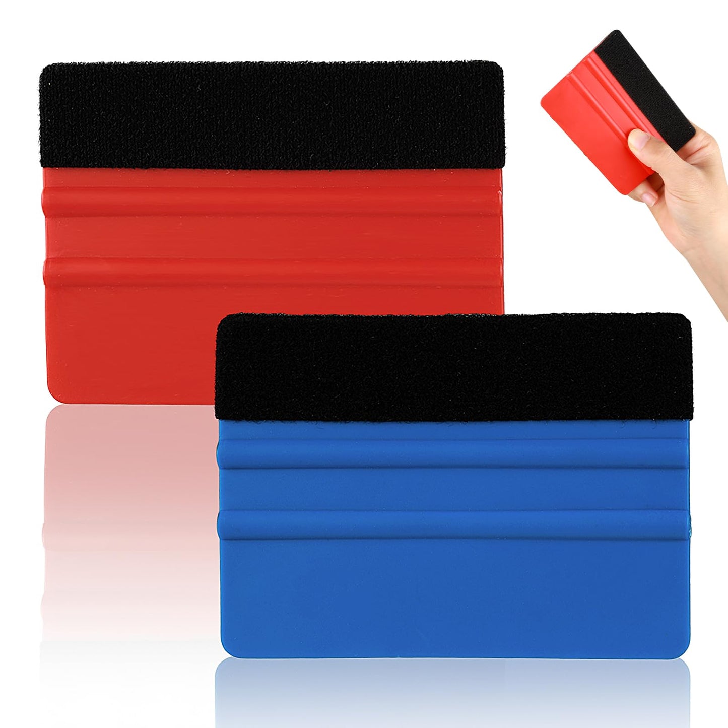 2 Pack Vinyl Squeegee Tool 4 Inch Plastic Decal Squeegee Smooth Vinyl Scraper Squeegee Felt Squeegee Vinyl Wrap Tool Kit for Car Wrap, Craft Sign Making, DIY Crafting, Window Tint (Pink and Teal)