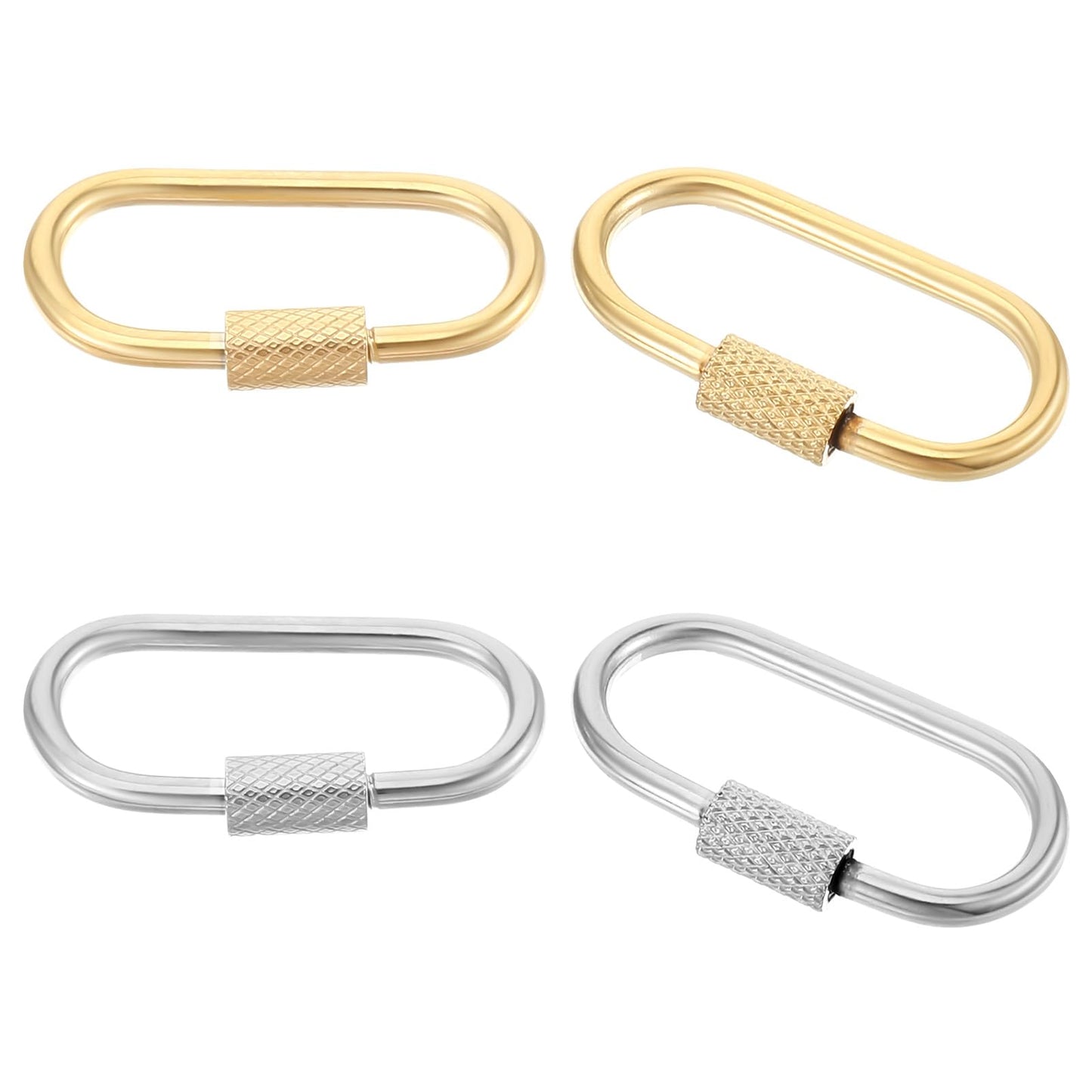 Ouligay Pack of 4 Brass Key Rings with Screw Cap, Carabiner with Screw Cap, Gold Carabiner Keyring, Screw Carabiner, Brass Screw Lock Keychain for Camping, Fishing, Hiking