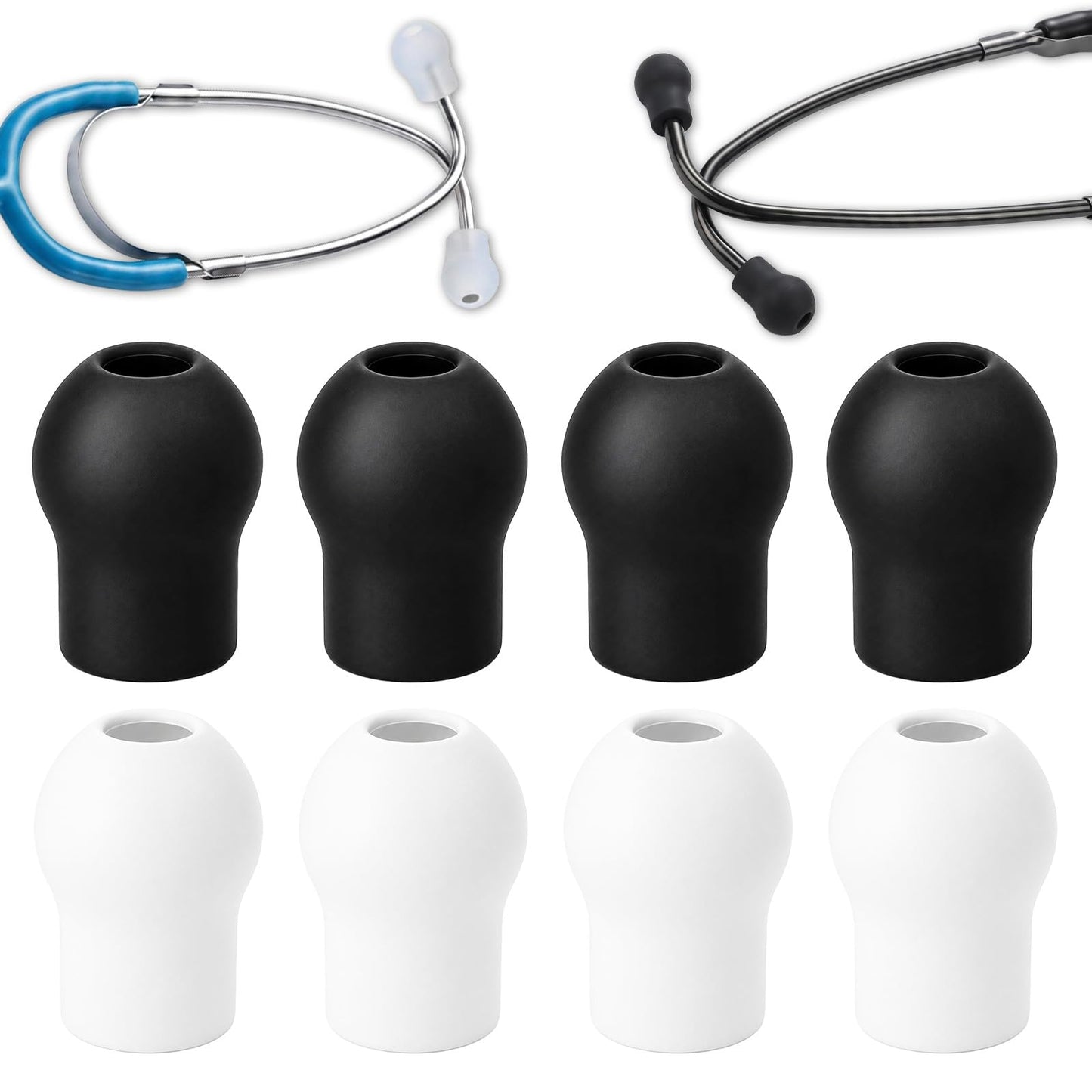 8 Pack Stethoscope Ear Tips Replacement Black White Stethoscope Ear Pieces