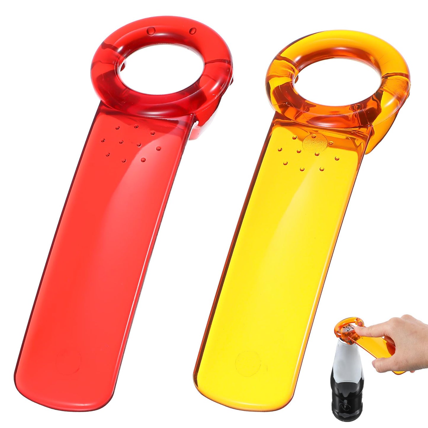 Mabor 2Pcs Jar Lid Opener Jar Key for Kids and Arthritis Elderly Children Women Weak Hands Resin Easy Grip Bottle Opener Transparent Red Orange
