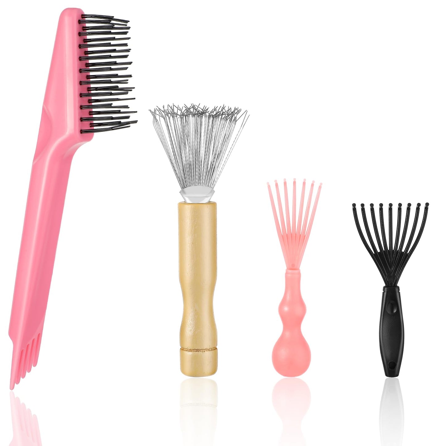 Nogeiq 4pcs Brush Cleaner Tool, Hair Brush Cleaning Tool, Comb Cleaner, Hairbrush Cleaner Metal Wire Hairbrush Cleaning Tool for Home And Salon Use (4 Style)