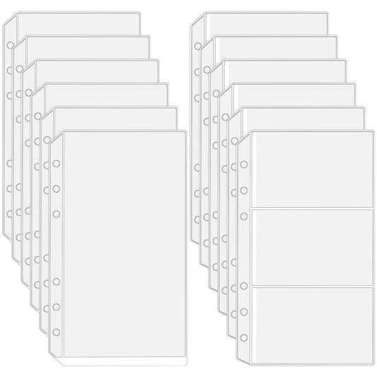 12 Pcs A6 Binder Pockets UK 6 Holes Plastic Notebooks Binder Cash Envelopes PVC Zipperless Folders Waterproof Zipperless Loose Leaf Bags Budget Savings for 6 Ring Binders Organizer Photos Cards Bills