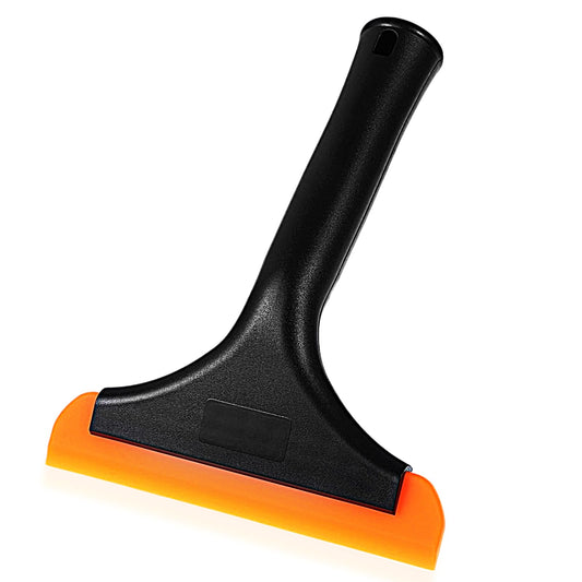 1 PCS Small Silicone Squeegee Mini Window Squeegee Flexible Silicone Squeegee Multifunctional Auto Squeegee Car Windshield Water Blade Squeegee with 5.9 Inch Blade for Mirror Glass Door (Black Orange)