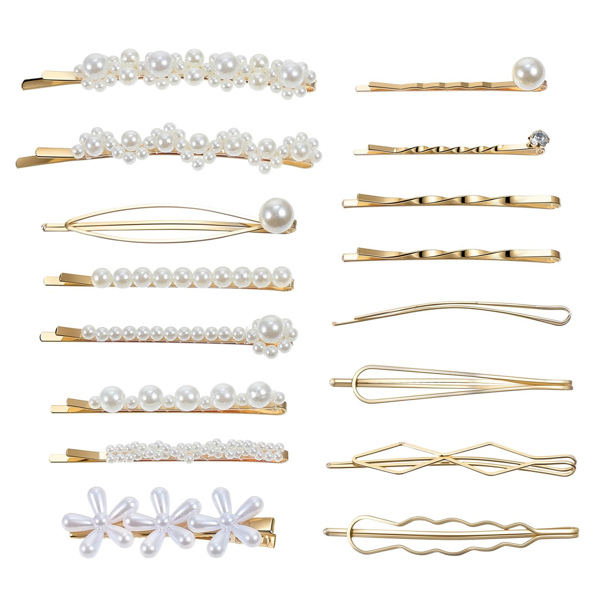 Bnehmb 16pcs pearl barrettes for women, Vintage Combination pearl hair clip