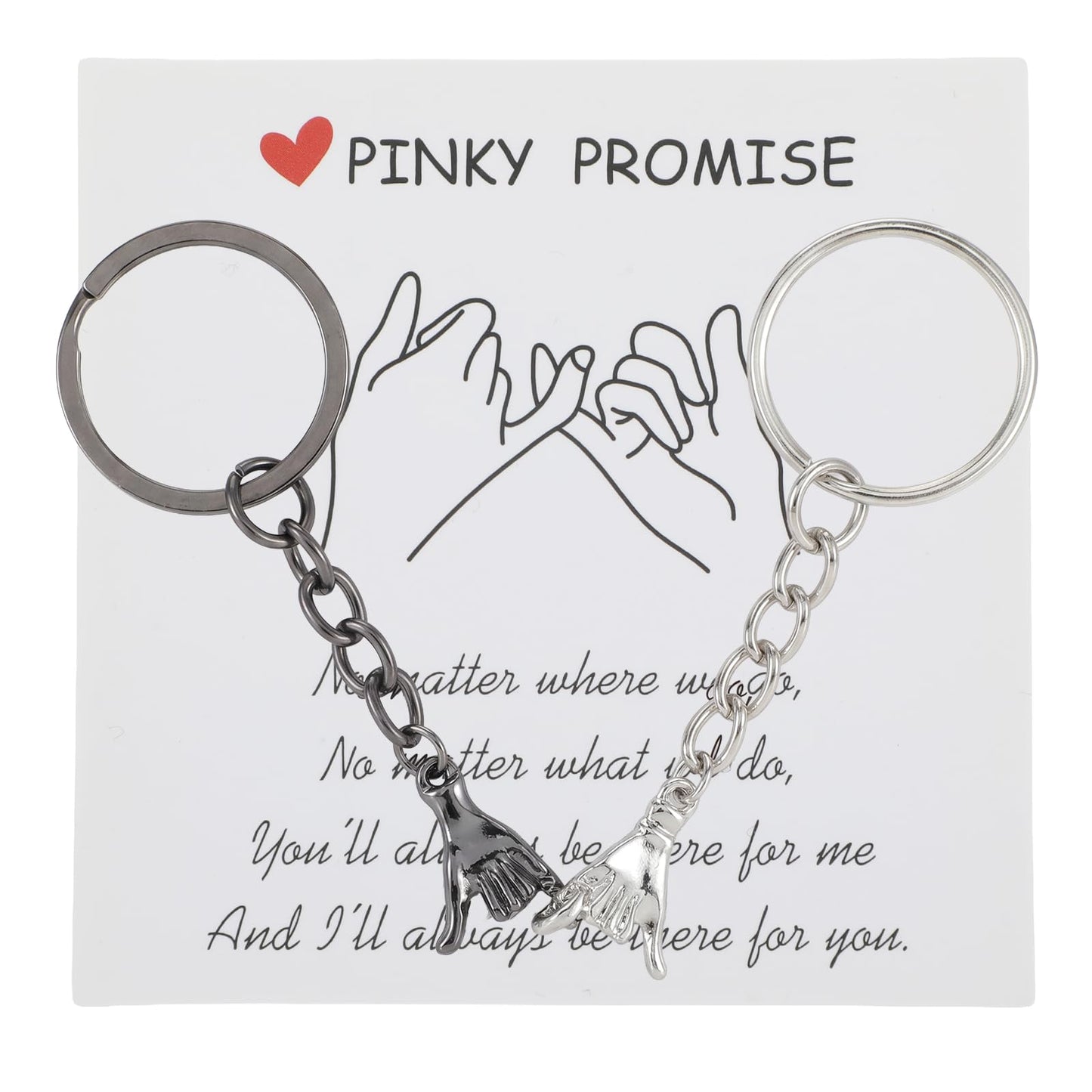 Ouligay 2Pcs Matching Couple Pinky Promise Keyring Gifts for Boyfriend