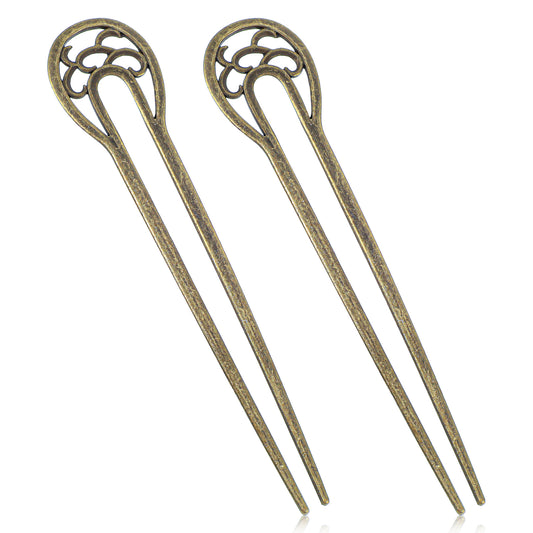2 Pcs French Hair Pins For Women Nordic Classical Metal U Shaped Hairpin Vintage Hair Sticks Hair Fork Pins 2 Prong Updo Chignon Pins Vintage Hair Sticks Hair Fork Pins Hair Accessories For Women Girl