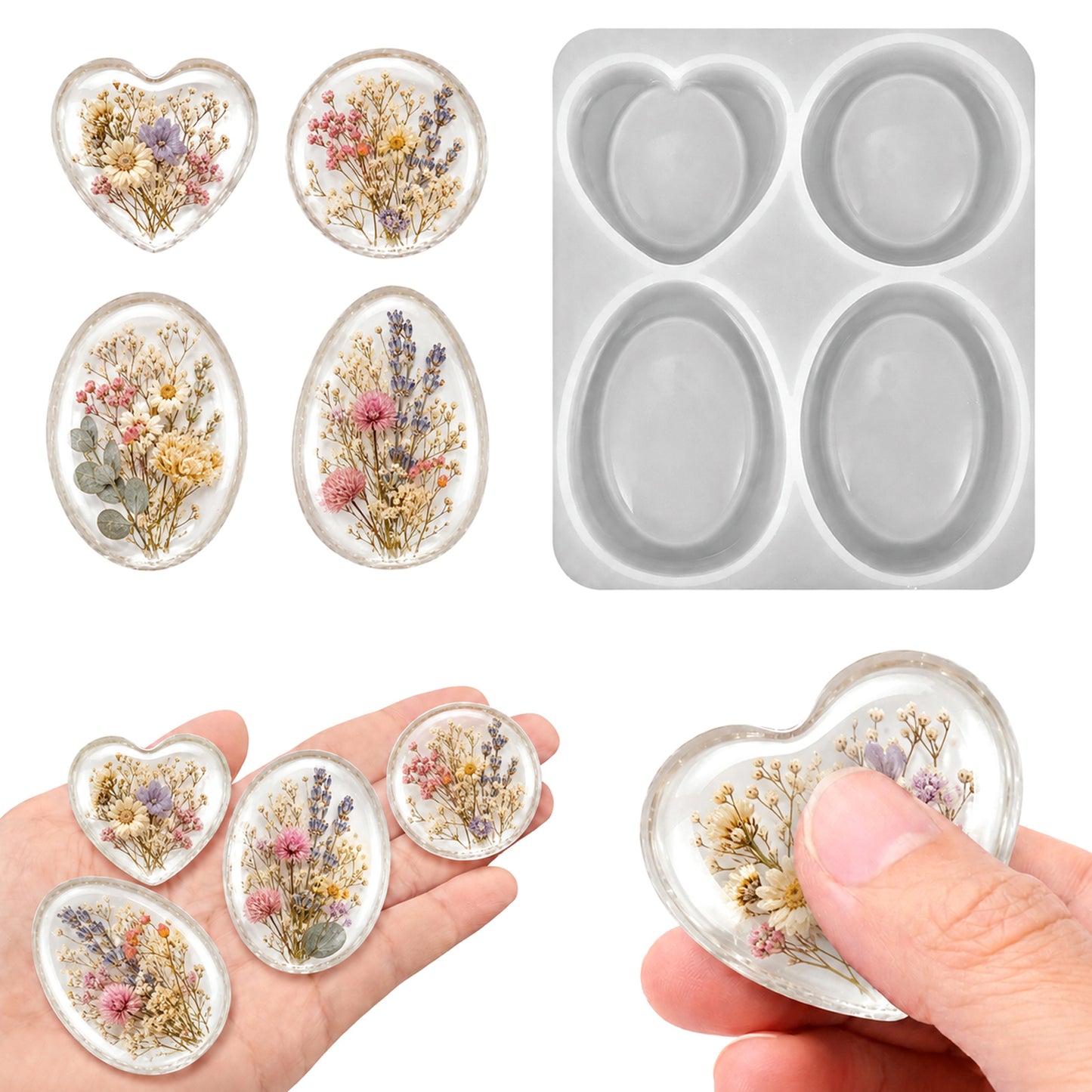 Matwsec Thumb Silicone Resin Molds, Worry Stone Silicone Molds for Resin