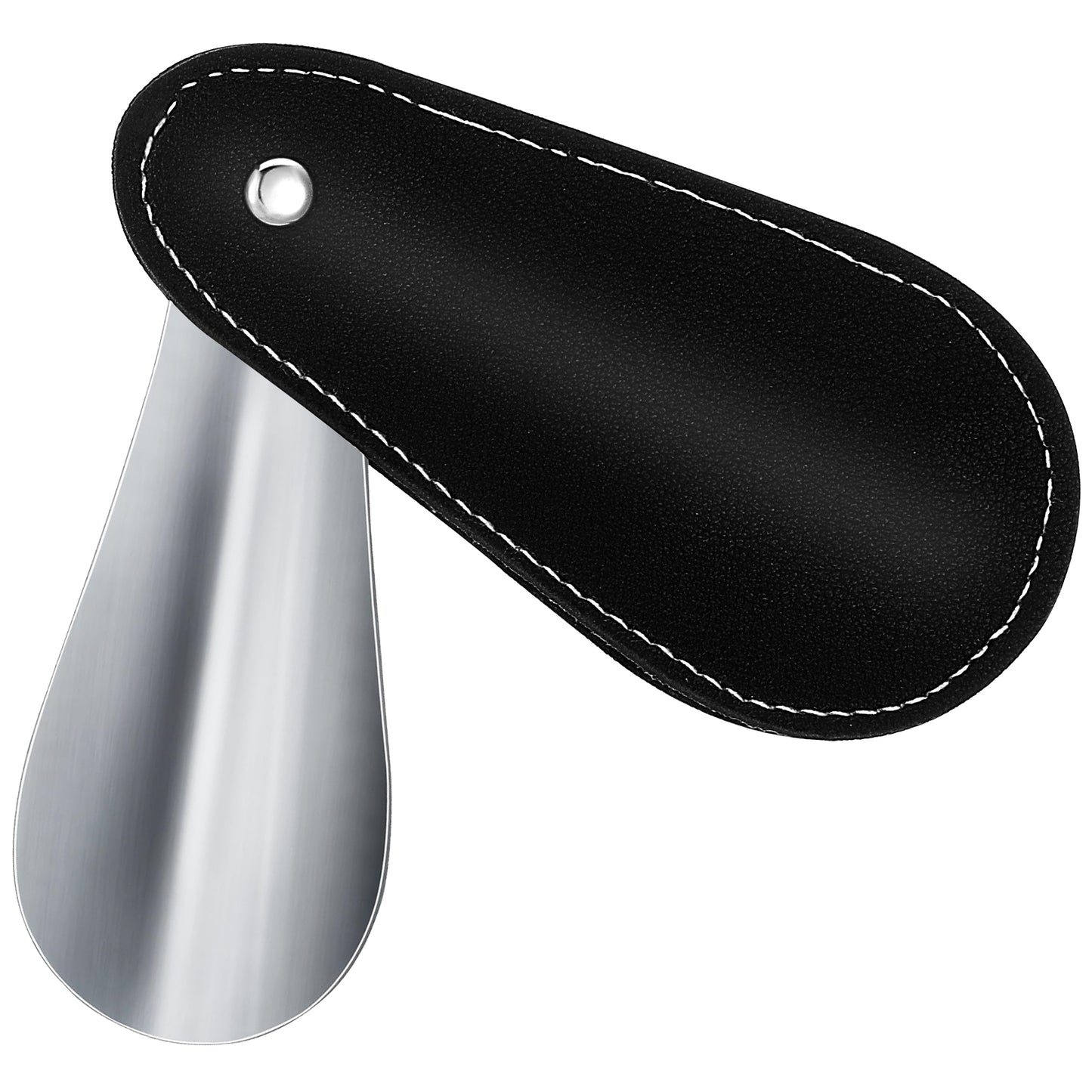 Ymapinc 3.5 Inch Stainless Steel Shoe Horn, Metal Small Travel Shoehorn, Mini Shoehorn for Men, Shoehorns for Men/Women, Portable Shoe Spoon with Leather Case (Black)