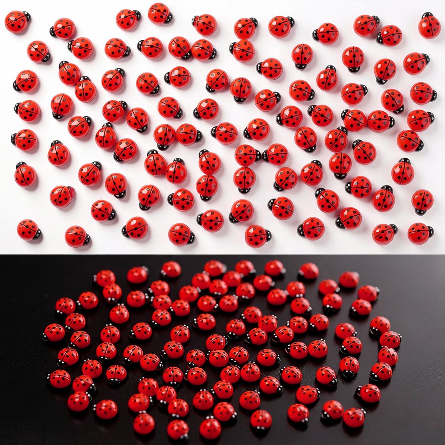 RAHHLIZS 50PCS Mini Luminous Resin Ladybugs, Glow-in-the-Dark Red Figurines for Fairy Garden, Dollhouse, Micro Landscape Decor & Party Favors