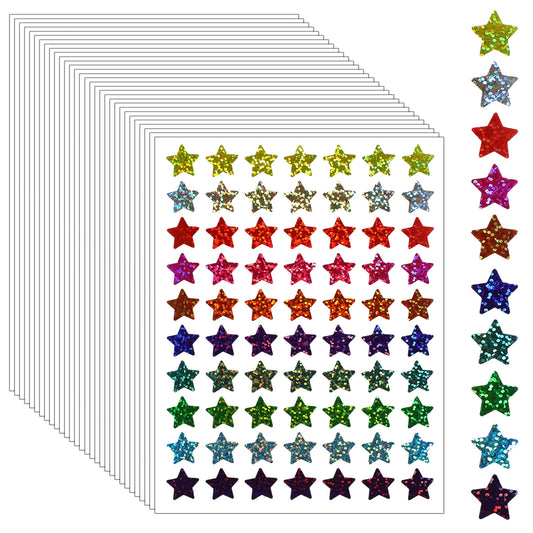 2100 Pcs Foil Star Stickers Star Stickers for Reward Holographic Rainbow Sticker Colorful Reward Sticker for Student Planner and School Classroom Teacher Supplies DIY Decoration 0.59 × 0.59 Inch
