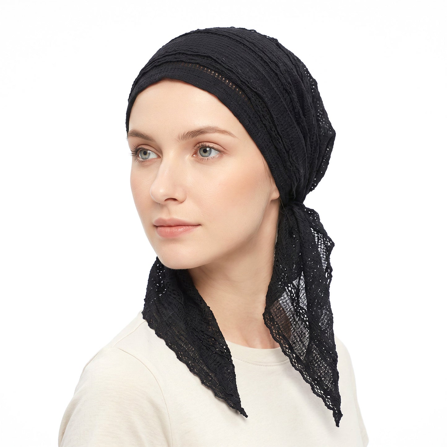 Black Head Scarf Women Pre Tied Hair Turban Chemo Tie Headband Head Wraps