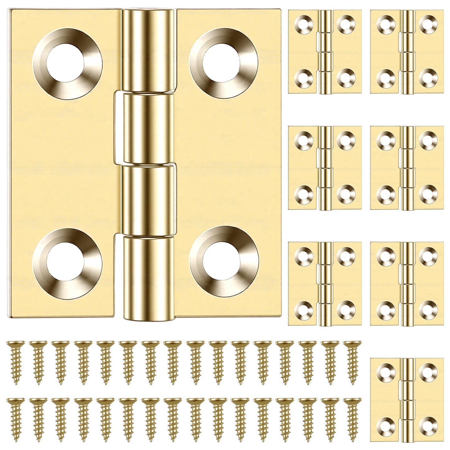 Nogeqi 8 Pcs Small Hinges 1 Inch Mini Jewelry Box Hinges, Solid Brass Hinge with Screws for Wooden Box, Jewelry Chest, Cabinet, Drawer