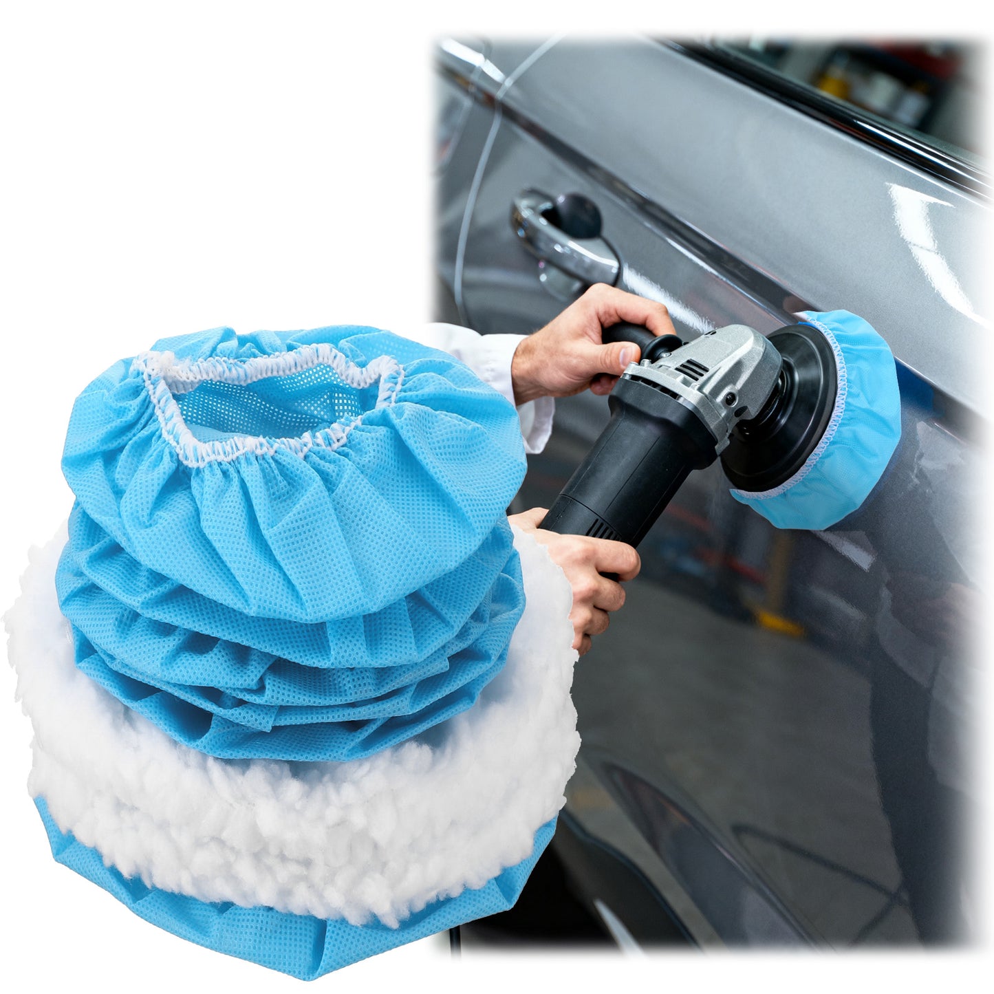 12Pcs Car Polishing Bonnet Buffing Pads - Microfiber & Lambswool Polishing Pad Set for 5"-6" Buffers, Car Polishing Bonnet Buffing Pads, Ideal for Vehicle Waxing & Cleaning