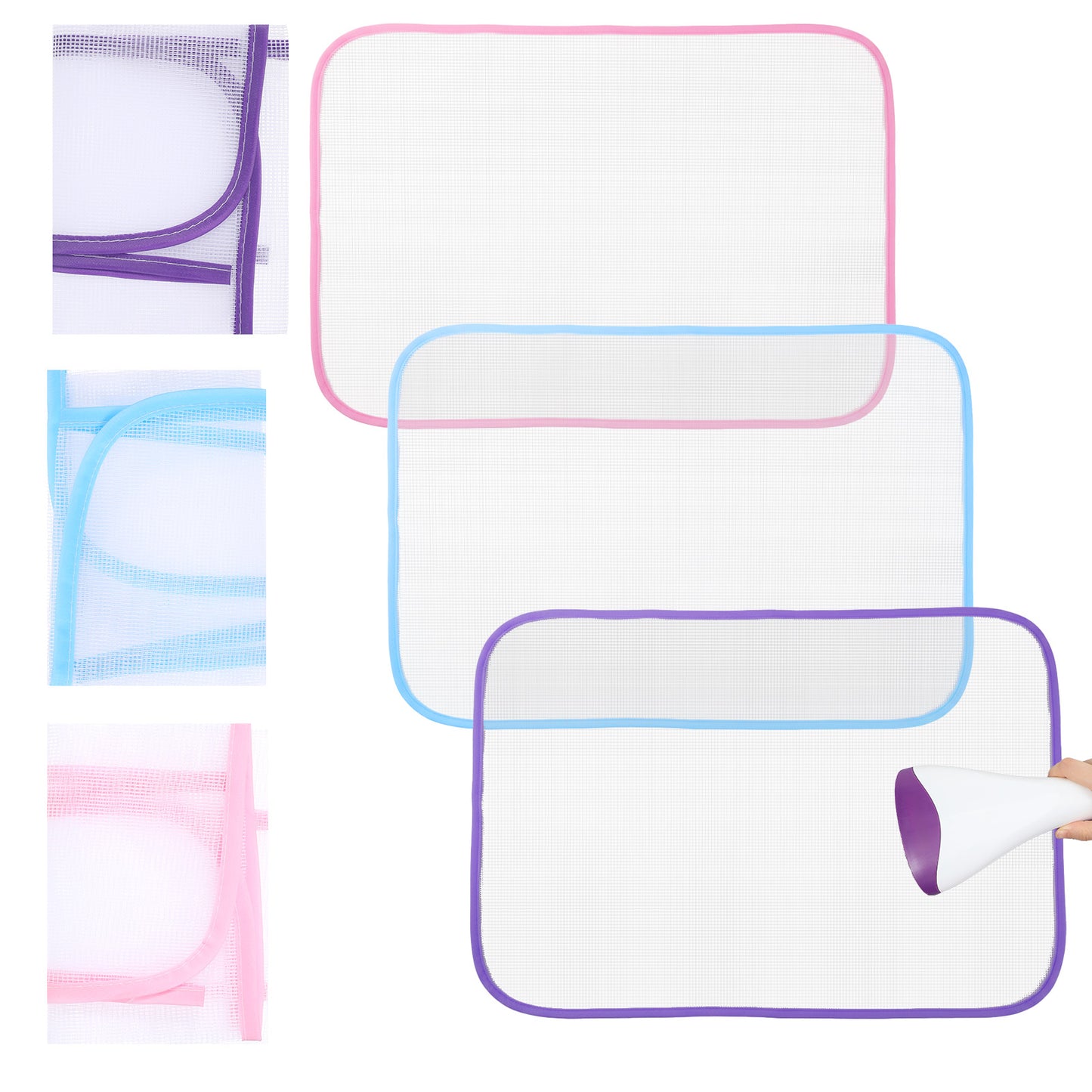 Ouligay 3 Pcs Pressing Cloth for Ironing, Ironing Cloth, Pressing Cloth to Protect Clothes for Iron & Sew, Mesh Protective Pads for Various Fabrics and Garment Care (23x15 Inches)
