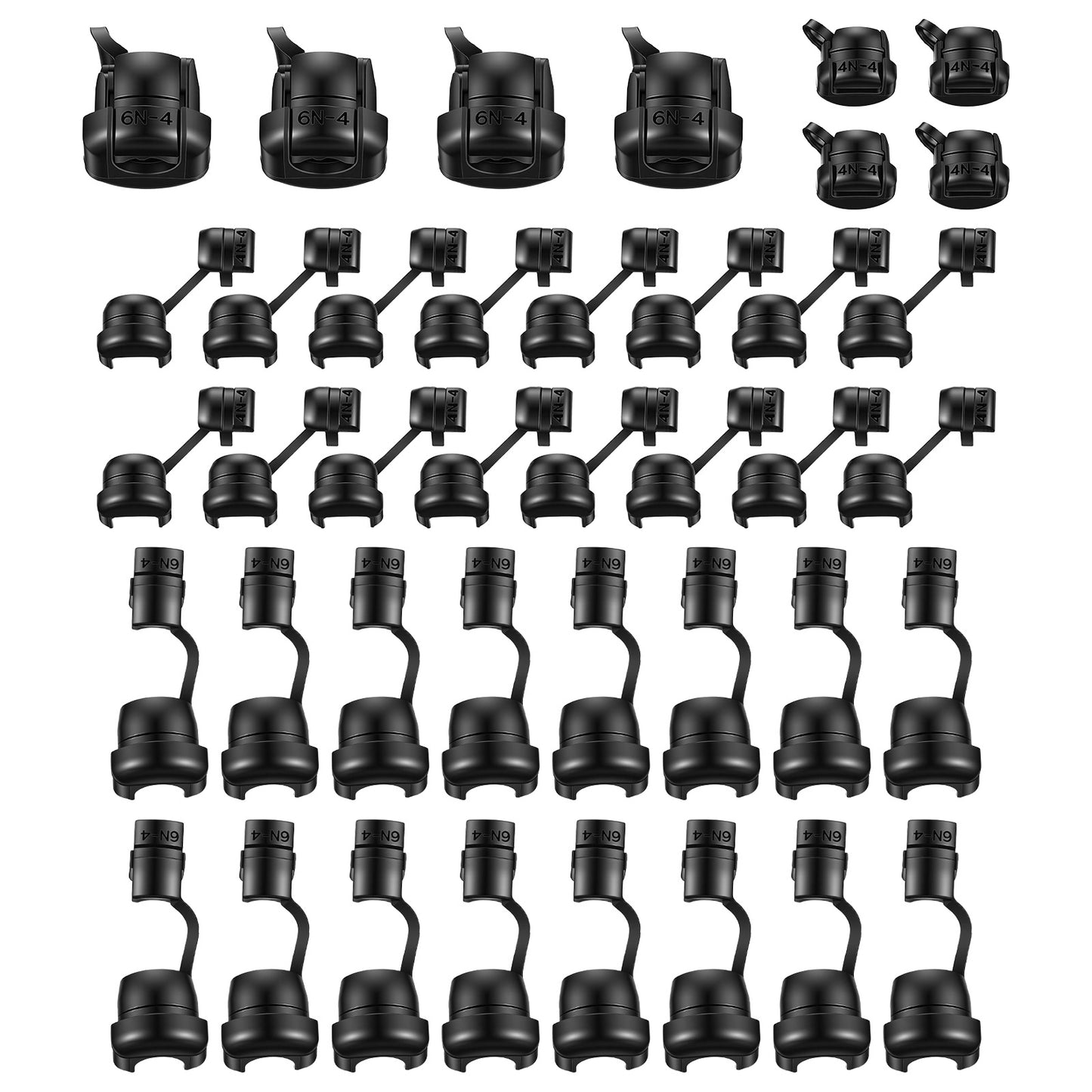 60 Pcs 6N-4 & 4N-4 Strain Relief Cord Connector Black Nylon Insulating Cable Bush Grommet Electric Cable Protector Buckle Clip Wire Cover Round Cord Grommet For Home & Office Wire Management