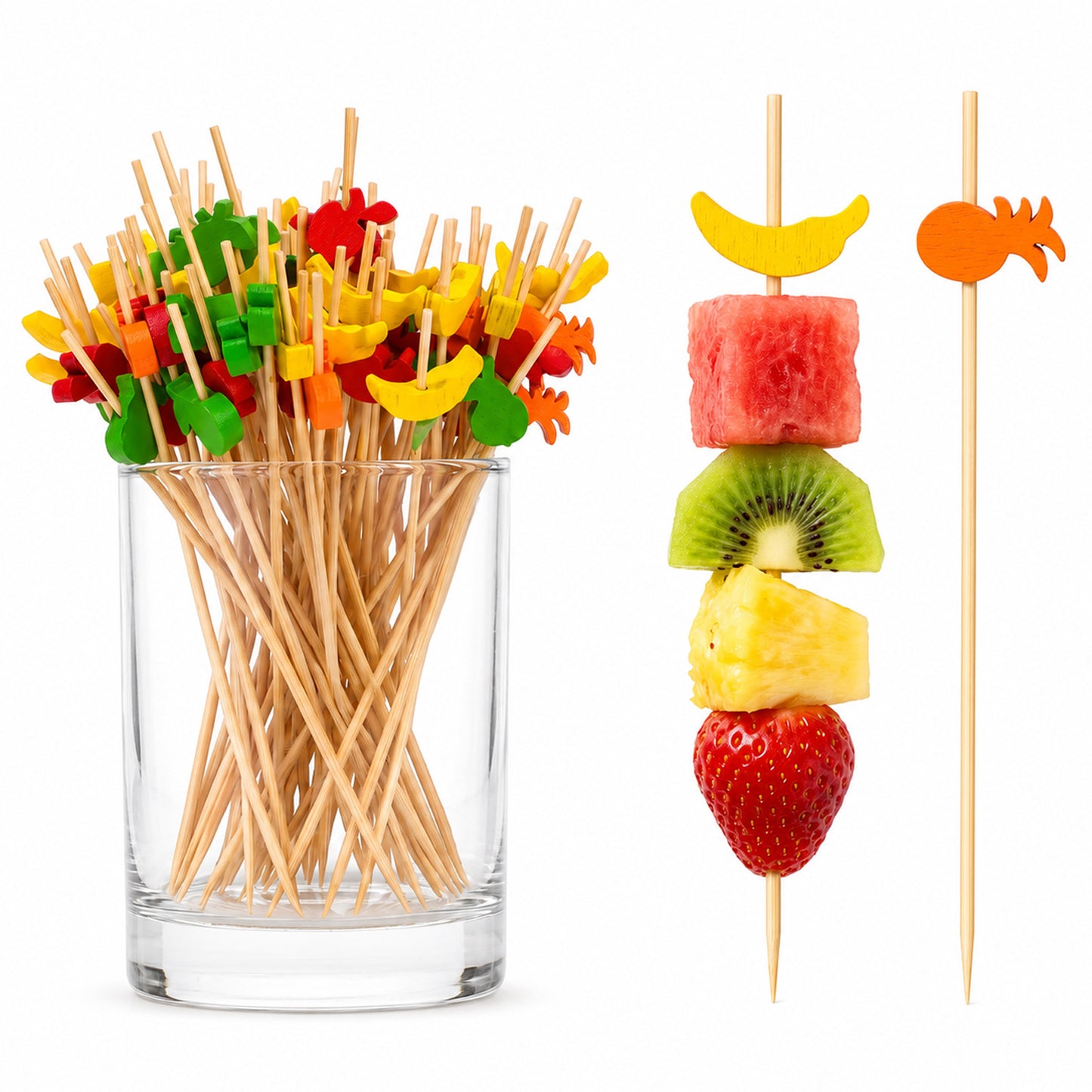 RAHHLIZS 100pcs Fruit Toothpicks for Appetizer Holiday Birthday Party