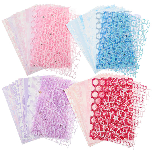Tyqour 60 Sheets Textured Paper 6 Pack Mesh Fabric Scrapbook Paper Variety Colors Scrap Book Paper Sheets Vintage Scrapbook Supplies for Scrapbooking, Junk Journal, Collage, Album, Picture Frames