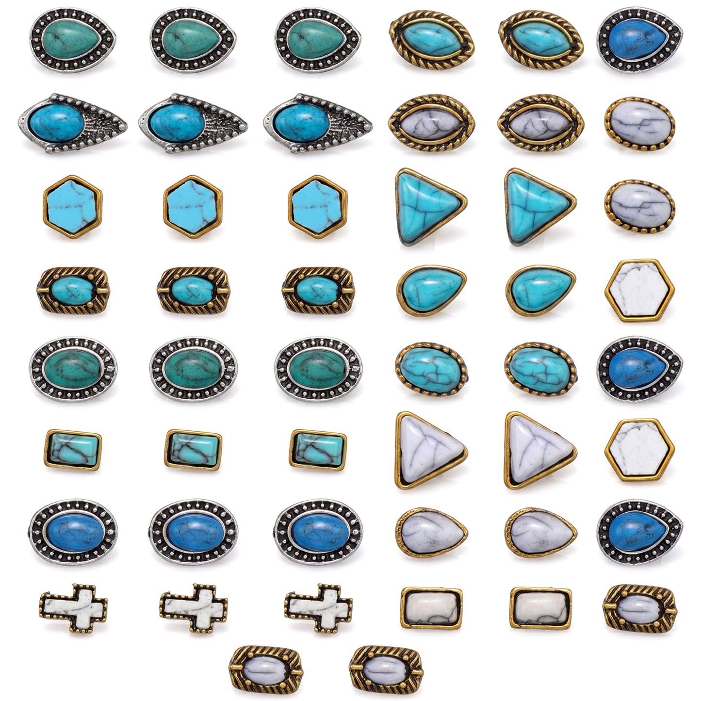 RAHHLIZS 50Pcs Turquoise Nail Charms 3D Western Nail Charms Stickers Western Nails Decals Turquoise Nails Gems Vintage Gemstones Nail Charm Accessories for Nail Art DIY