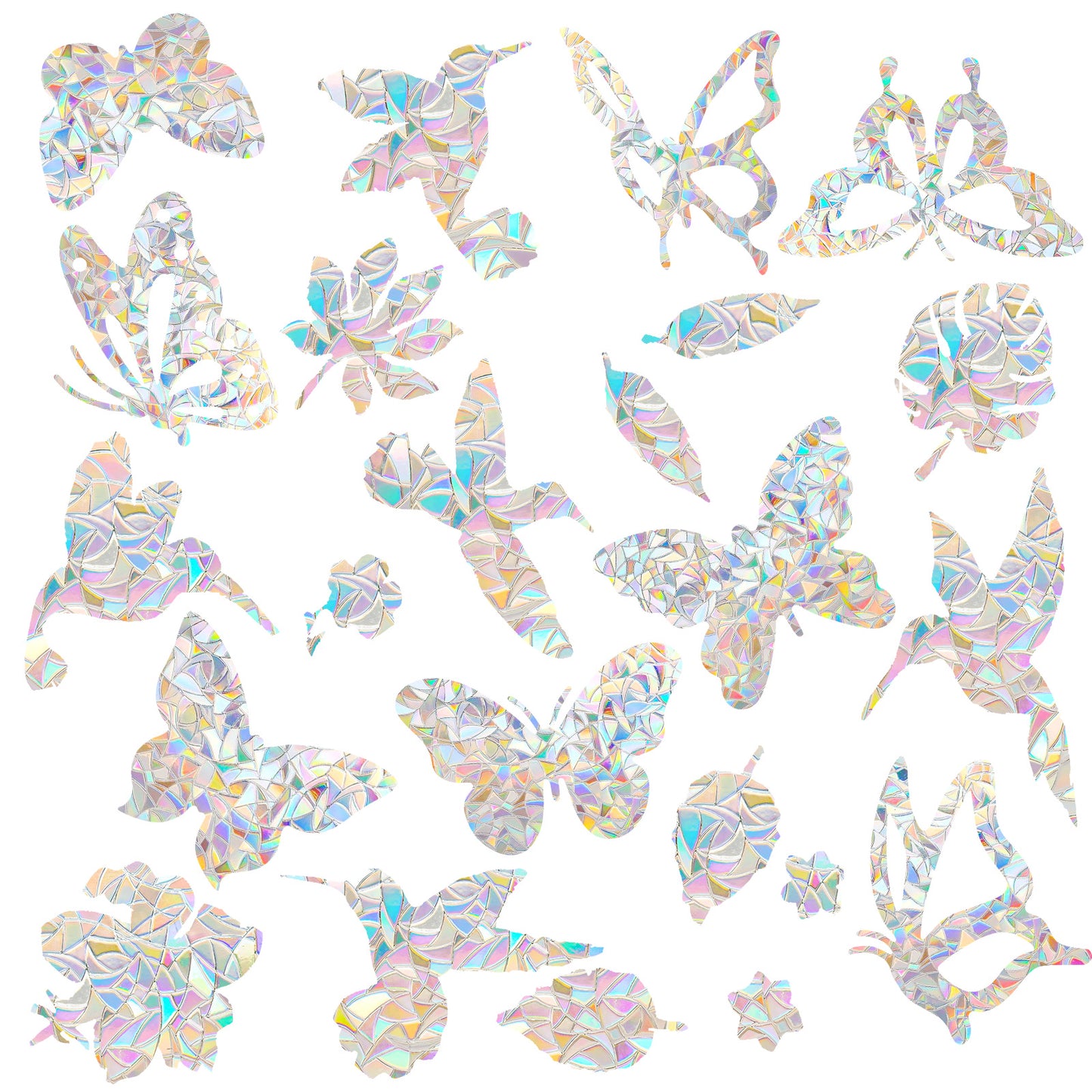 RAHHLIZS 46Pcs Window Decals Bird Decals for Windows Anti Collision, Prevent Bird Strikes Butterfly Stickers Glass Windows Decal Suncatcher Stickers Reflection Rainbow