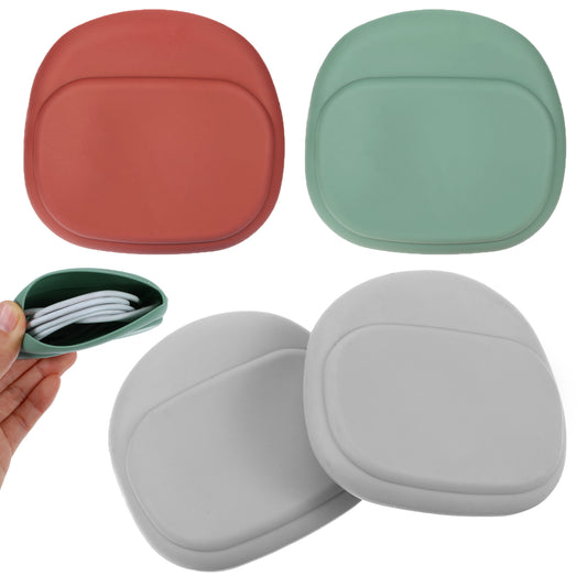 Ymapinc Silicone Headphone Organizer, 4pcs Storage Data Cable Pouch, Wired Earbuds Mini Key Case Portable Headphone Organizer - Green, Pink, Grey