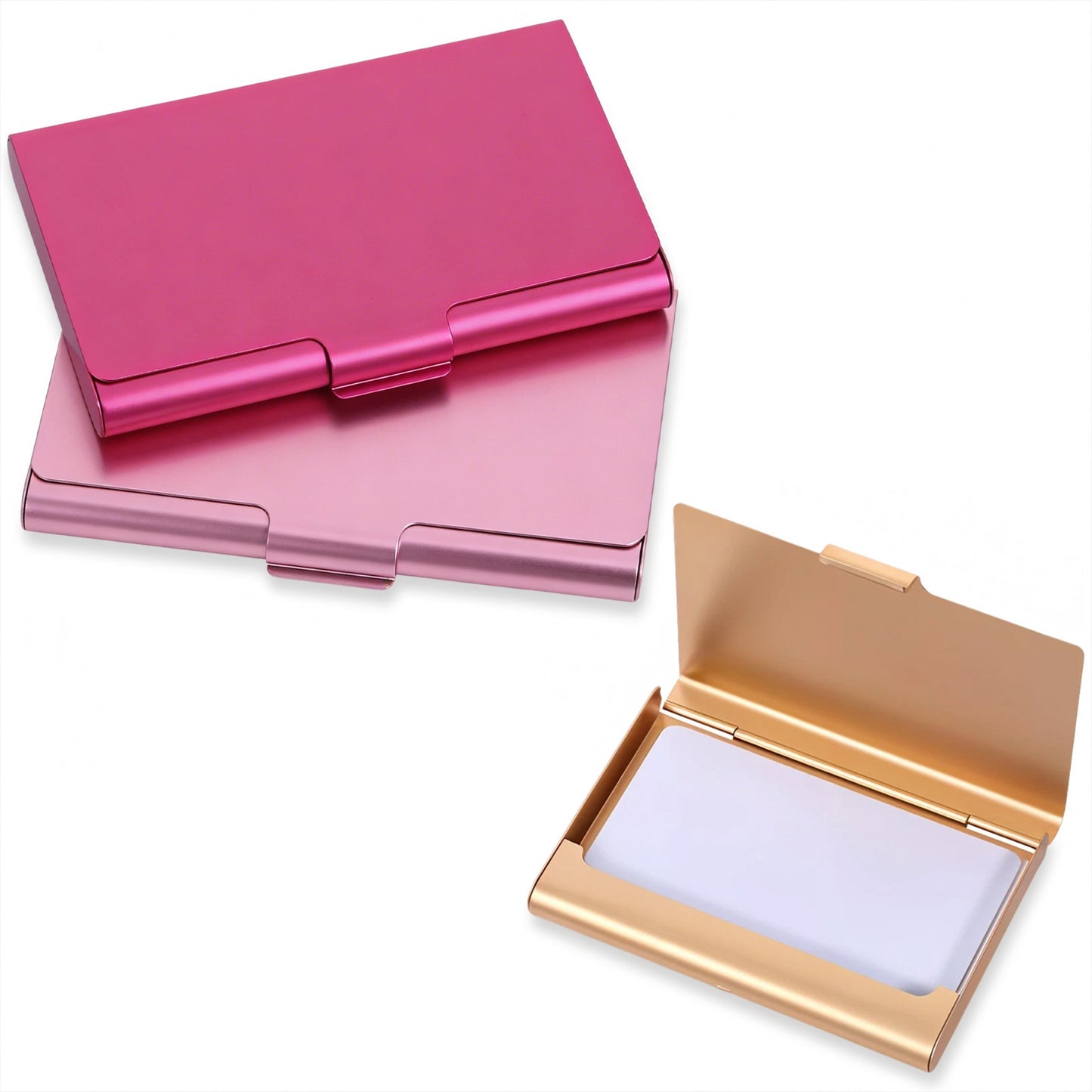 RAHHLIZS 3 Pack Business Card Case Holder for Purse Wallet Pocket Aluminum Alloy Portable Business Slim Name Credit Card Holder for Women And Men